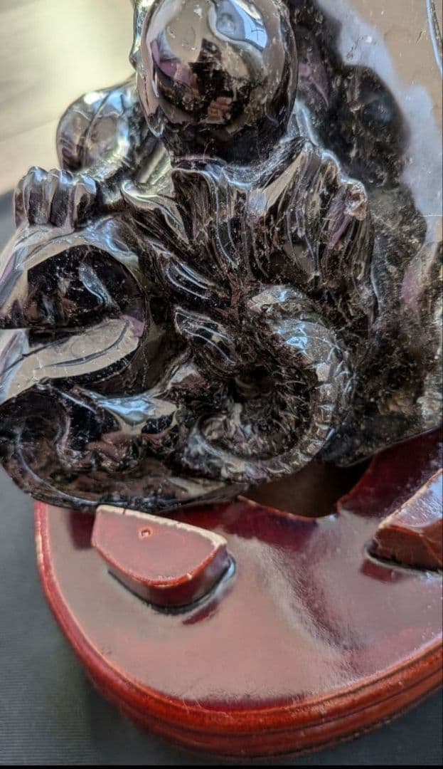 ️チベット産 極上 モリオン 龍彫刻 置物 1783ｇ ️️