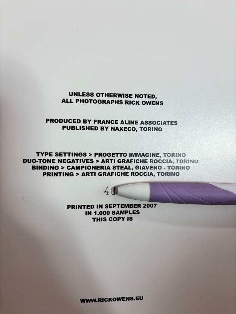 Rick Owens リックオウエンス　写真集　10周年