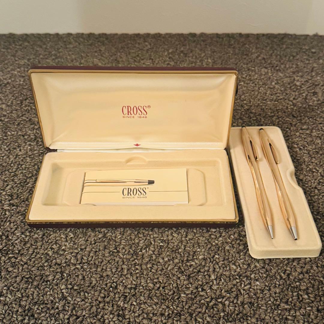 【美品】CROSS 14KT金貼り ボールペン シャーペン セット