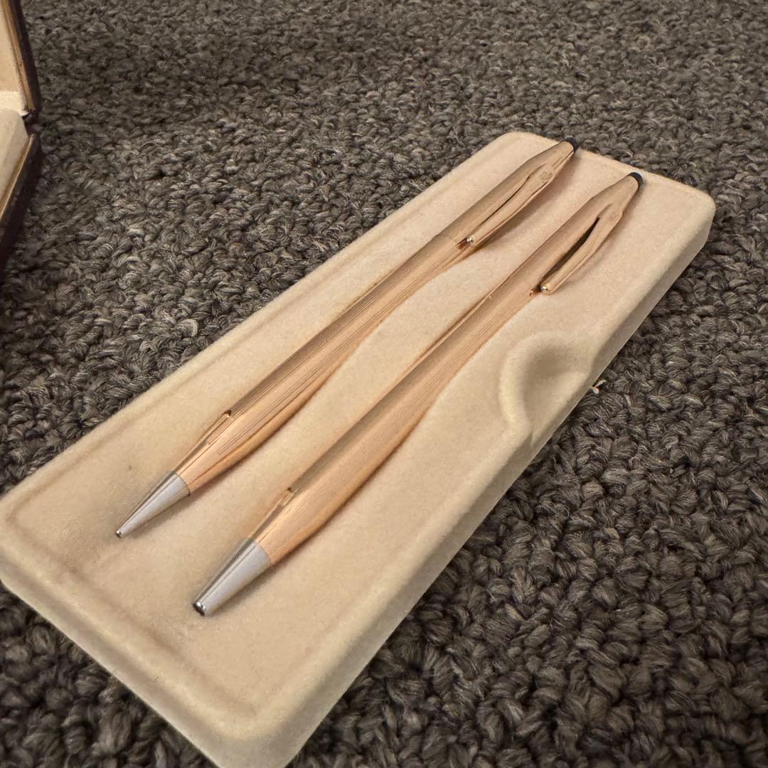 【美品】CROSS 14KT金貼り ボールペン シャーペン セット