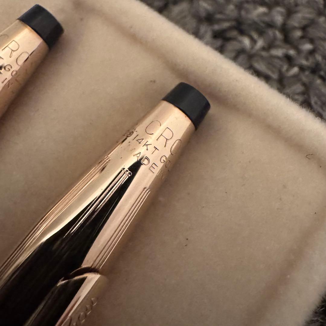 【美品】CROSS 14KT金貼り ボールペン シャーペン セット