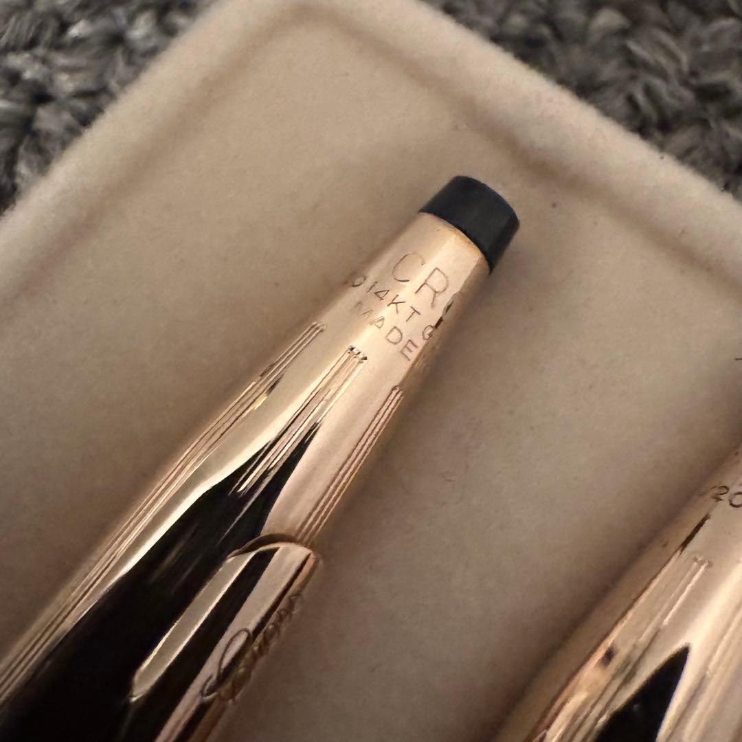 【美品】CROSS 14KT金貼り ボールペン シャーペン セット