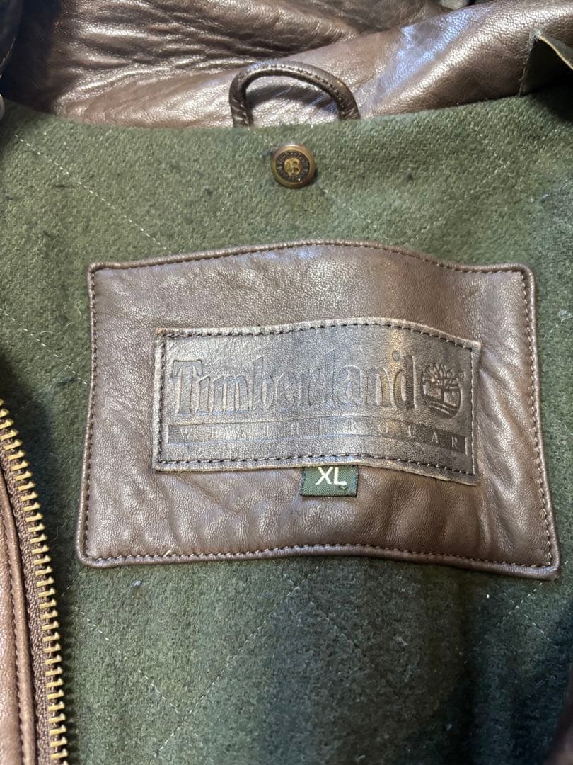 メ*ル様 Timberland ブラウンレザーコート XL