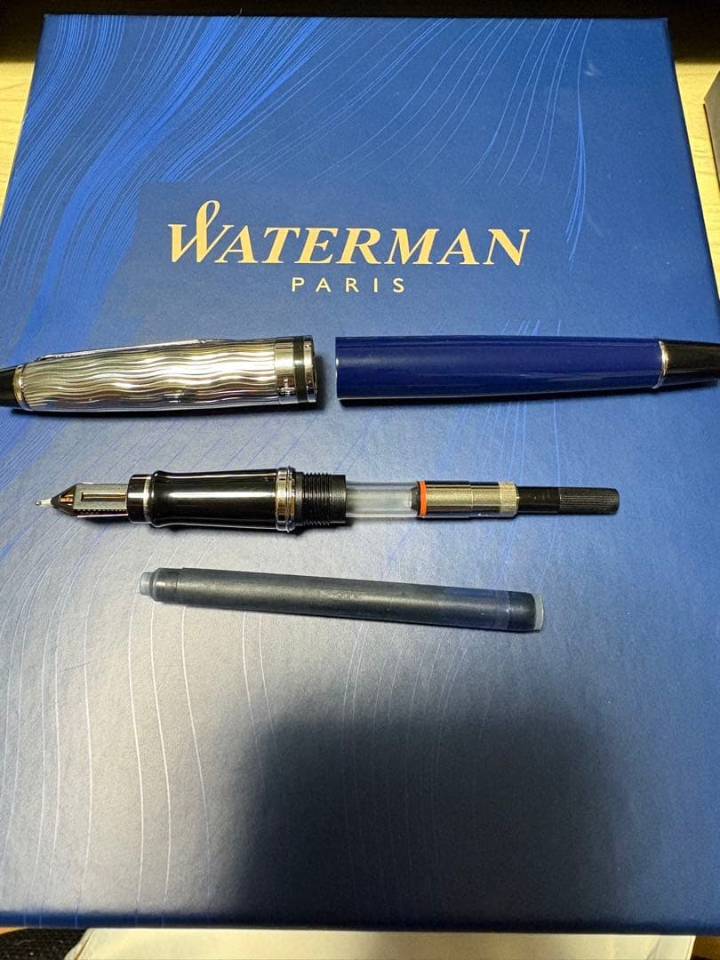 WATERMAN エキスパートデラックス　万年筆 ブルー F ケース付き