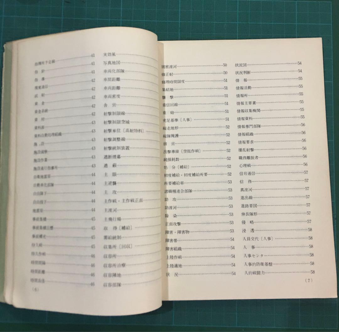 陸上幕僚監部　用語集　訓練資料　昭和43年11月　薄紙表紙カバー有り　自衛隊
