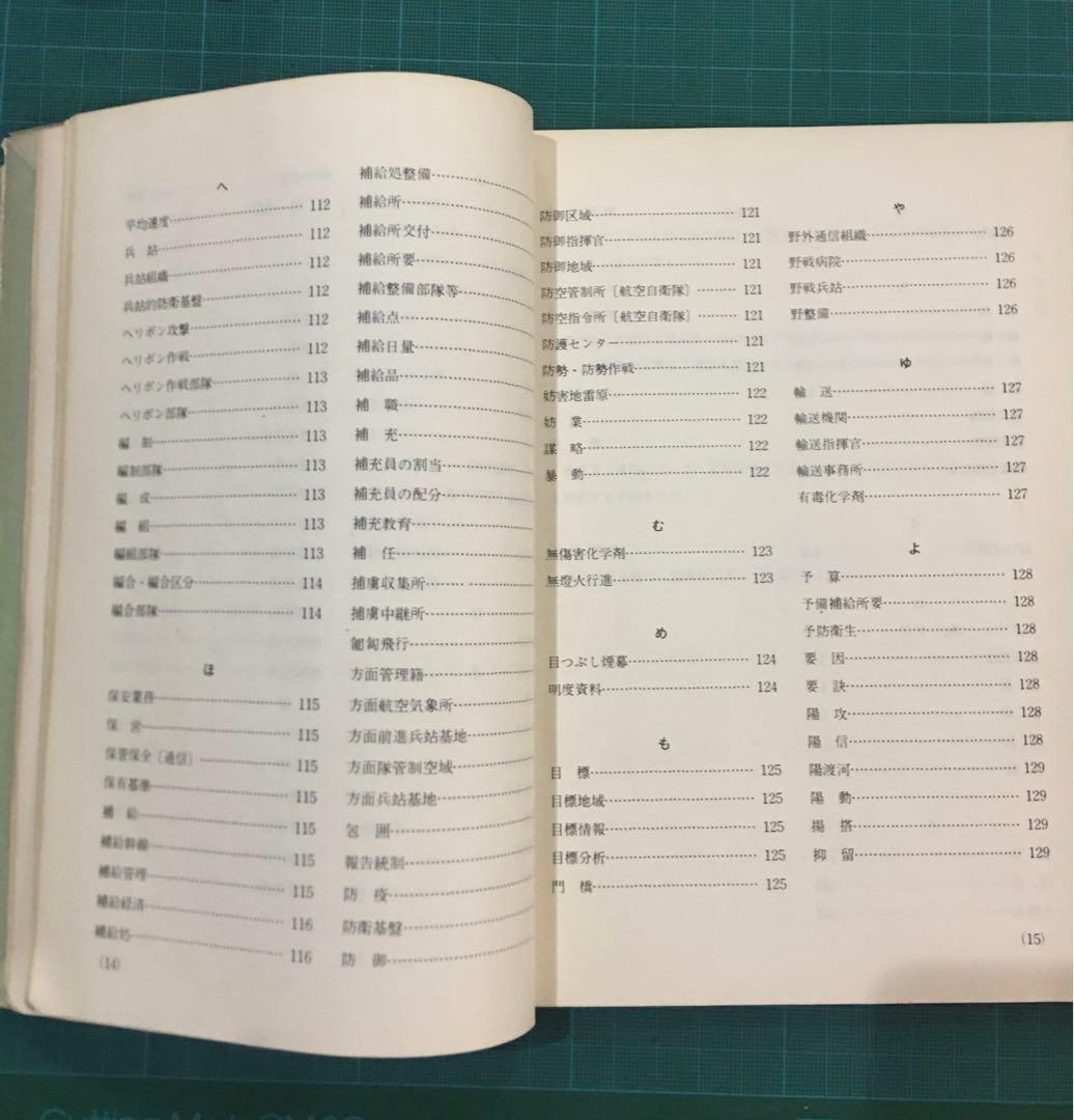 陸上幕僚監部　用語集　訓練資料　昭和43年11月　薄紙表紙カバー有り　自衛隊