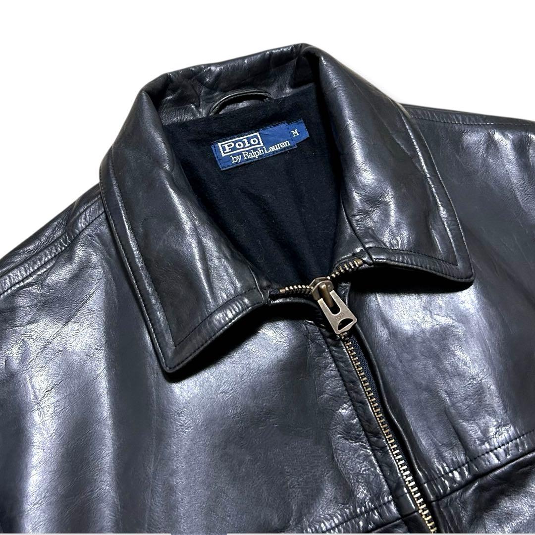 美品 90s Polo Ralph Lauren 光沢 レザーカーコート