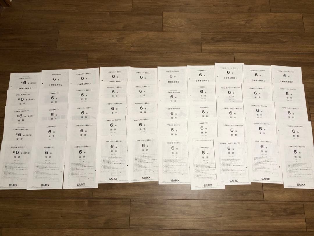 サピックス 小6 マンスリー確認テスト、組分けテスト、復習テスト10回分　最新